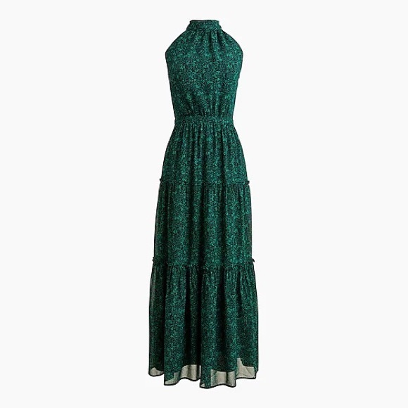 J. Crew | Tiered Maxi Dress Irish Clover Sz 2 NWT - Picture 3 of 3